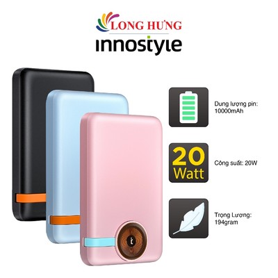 Sạc dự phòng từ tính không dây Innostyle PowerMag Duo 2 in 1 10000mAh IW202 - Hàng chính hãng
