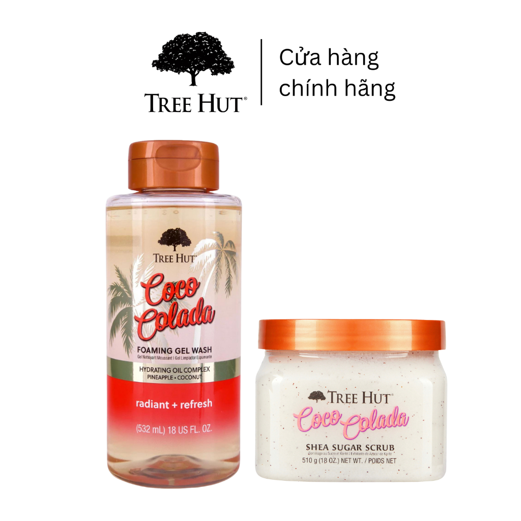 Combo Gel tắm dưỡng thể & Tẩy tế bào chết Coco Colada sạch sâu mềm mịn