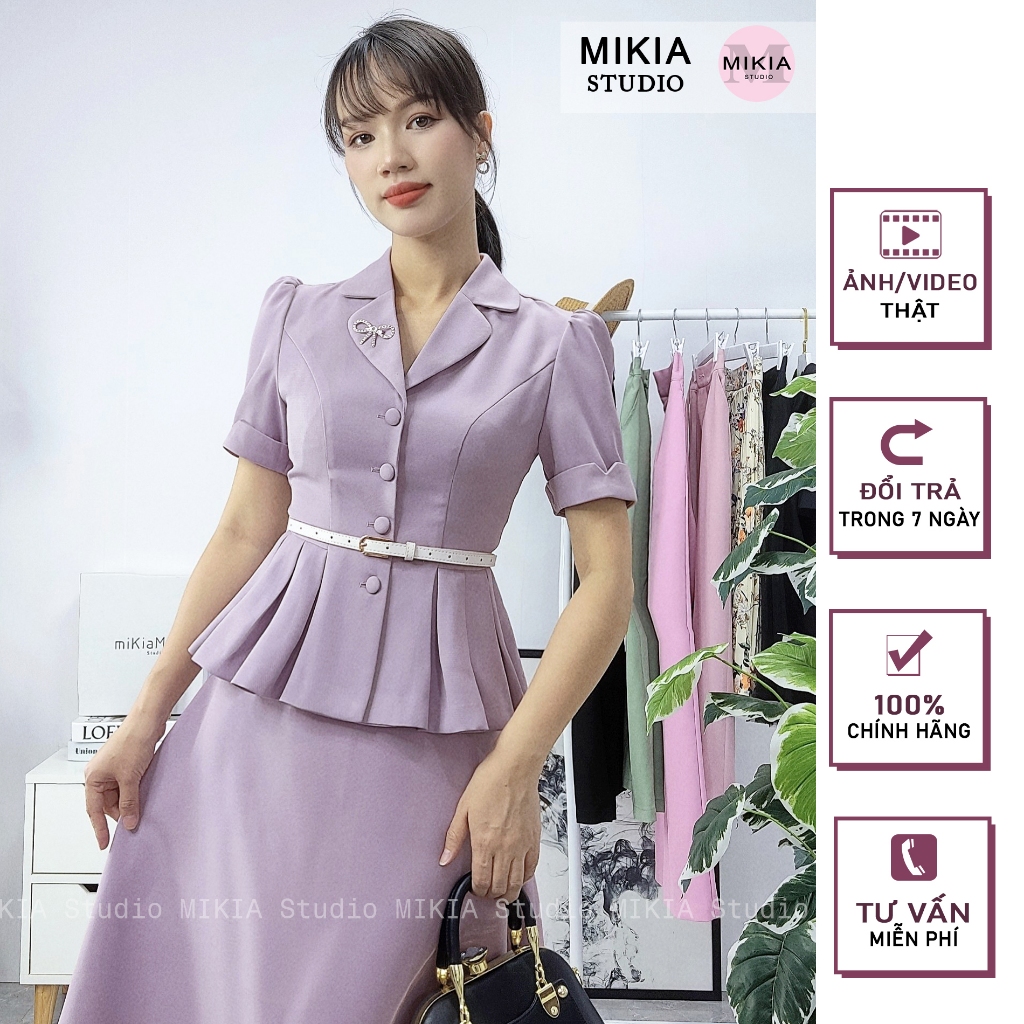 , áo vest xếp ly, chân váy xoè công sở MIKIA STUDIO MK118