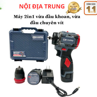 Bộ máy khoan pin không chổi than, khoan pin 18V Kampro Quick đầu kẹp Autolook 10mm - 2in1 vừa đầu khoan, vừa đầu bắn vít