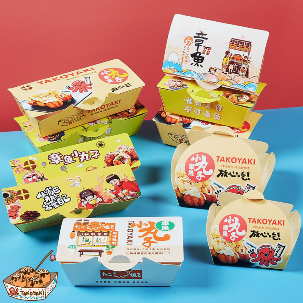 Set 400 hộp Takoyaki 6 viên dày chống nóng