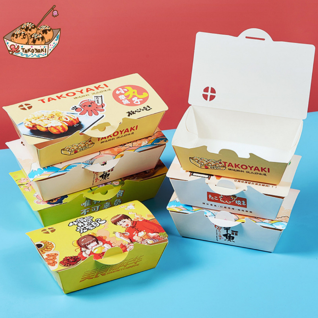Set 400 hộp Takoyaki 6 viên dày chống nóng