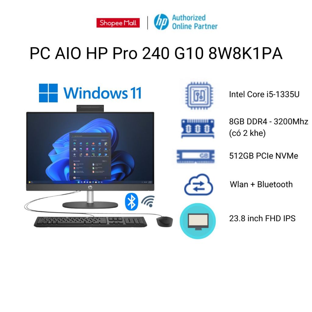 Máy tính để bàn All in one HP ProOne 240 G10 ( CPU Core i5-1335U | Màn hình: 23.8 inch FHD )