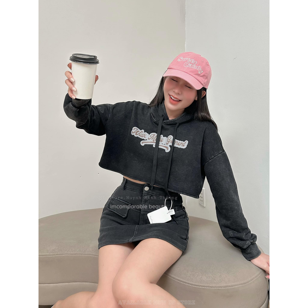 Set hoodie wave chân váy