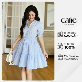 Váy xòe dáng baby doll tay ngắn cổ sơ mi Calie VX124