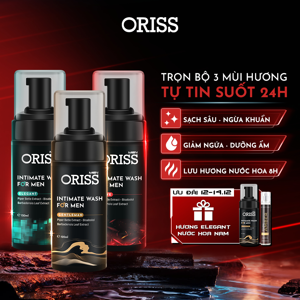 Combo 3 Bọt Vệ Sinh Nam Giới Oriss Men Sạch Khuẩn Khử Mùi Ngăn Nấm Ngứa Lưu Hương Nước Hoa