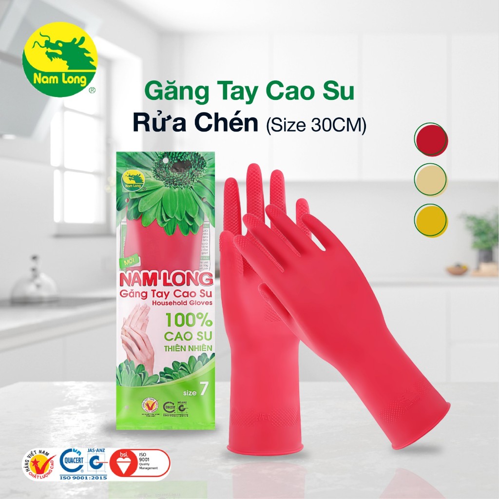 (Combo 10 Đôi) Găng Tay Cao Su (Size 30CM) Rửa Chén, Giặt Đồ, Lau Chùi, Làm Bếp - Găng Tay Cao Su Nam Long