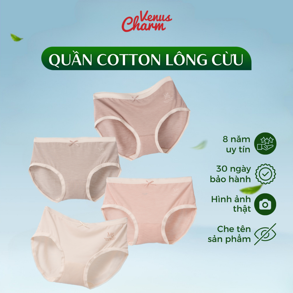 Quần lót nữ cotton sợi lông cừu nhẹ nhàng êm ái Venus Charm 09287