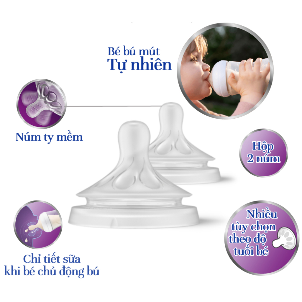 Philips Avent Núm ty mô phỏng tự nhiên mới SCY964/02 SCY965/02 SCY966/12