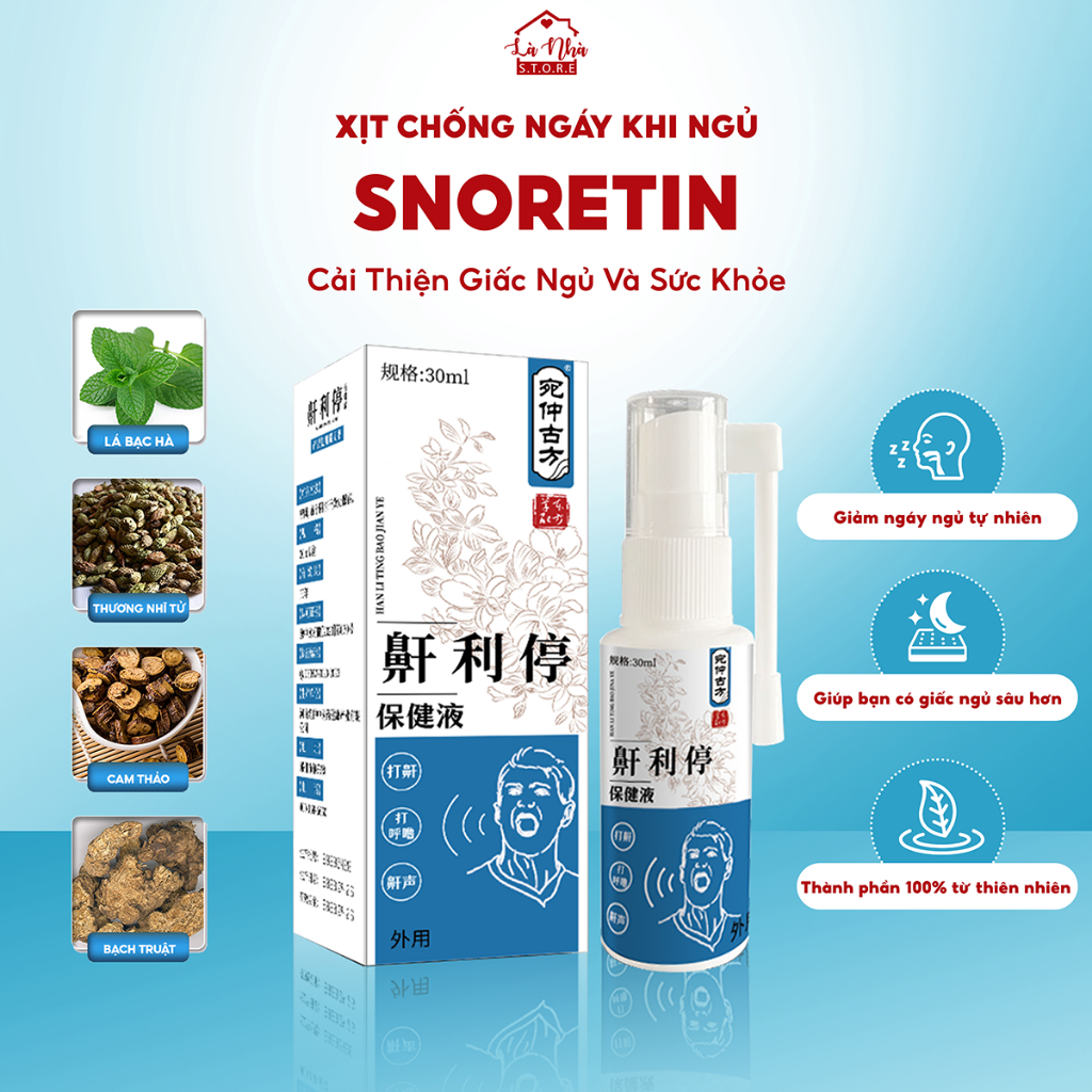 Xịt chống ngáy khi ngủ hiệu quả dành cho người lớn chính hãng Snoretin 30ml, chiết xuất thảo dược tự nhiên giảm gáy ngủ.