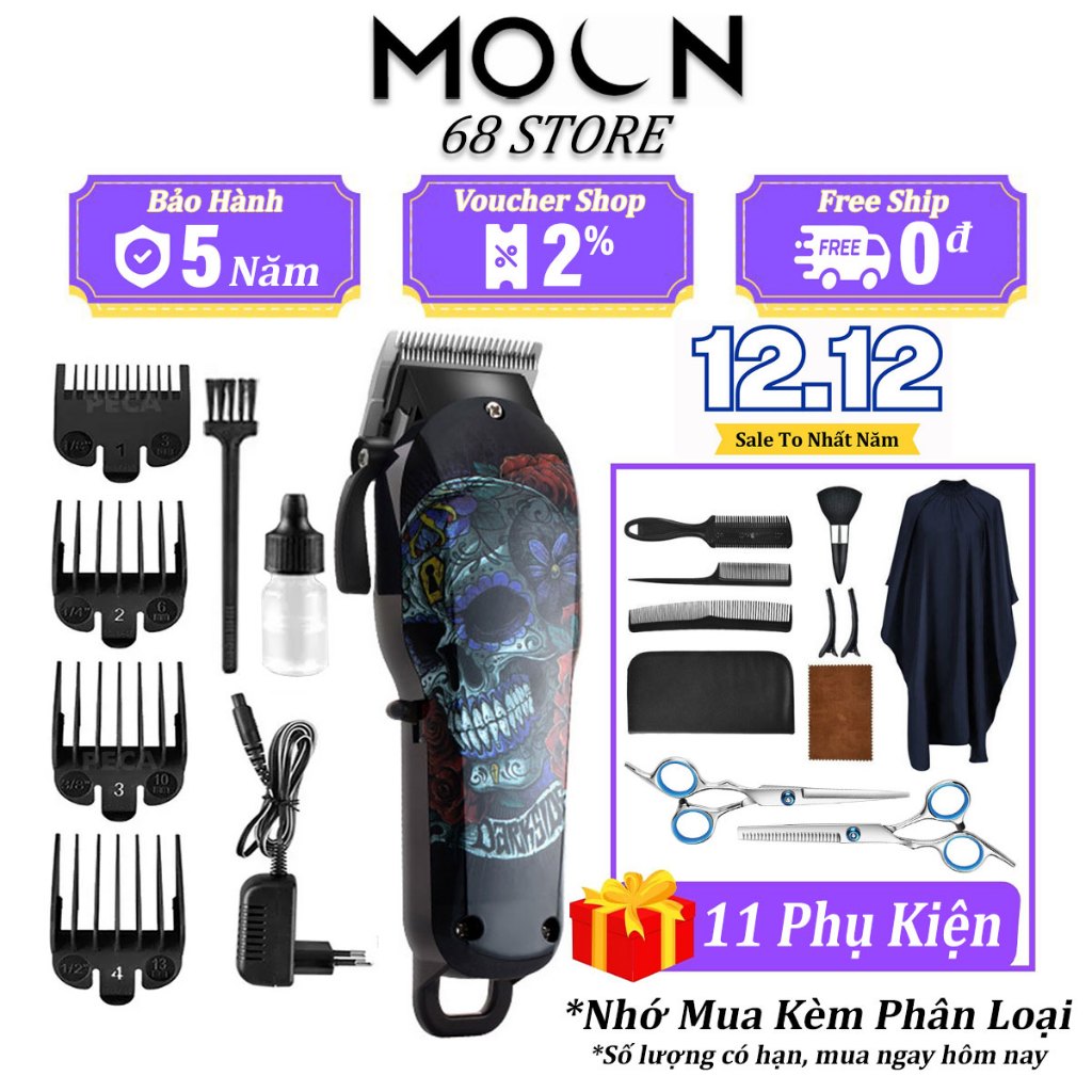 Tăng đơ cắt tóc gia đình chuyên nghiệp KEMEI 735 Cao Cấp, tông đơ hớt tóc gia đình, trẻ em chính hãng