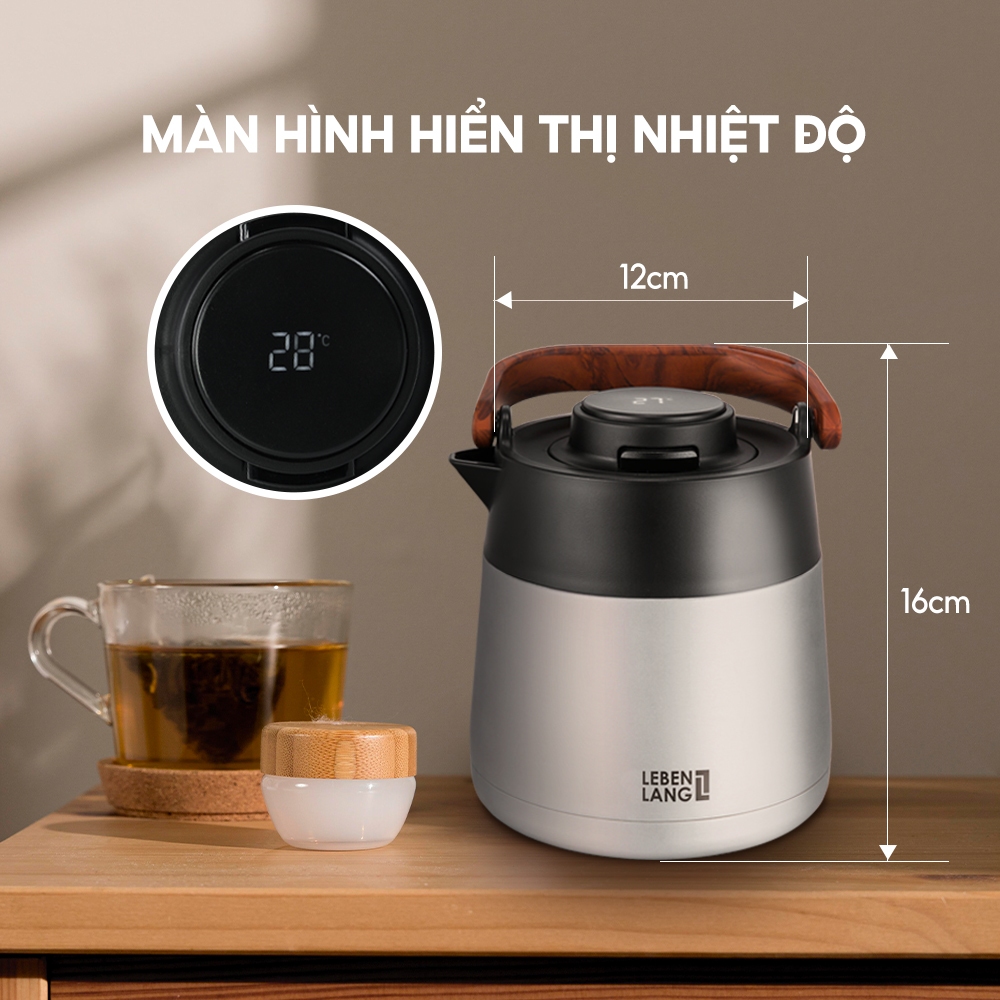 Bình pha trà giữ nhiệt inox có lõi lọc trà Lebenlang LBL3031, dung tích 1000ml - hàng chính hãng