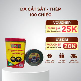 Hộp 100 viên đá cắt sắt, cắt thép, cắt inox sử dụng cho các loại máy mài, máy cắt màu xanh HD 100mm