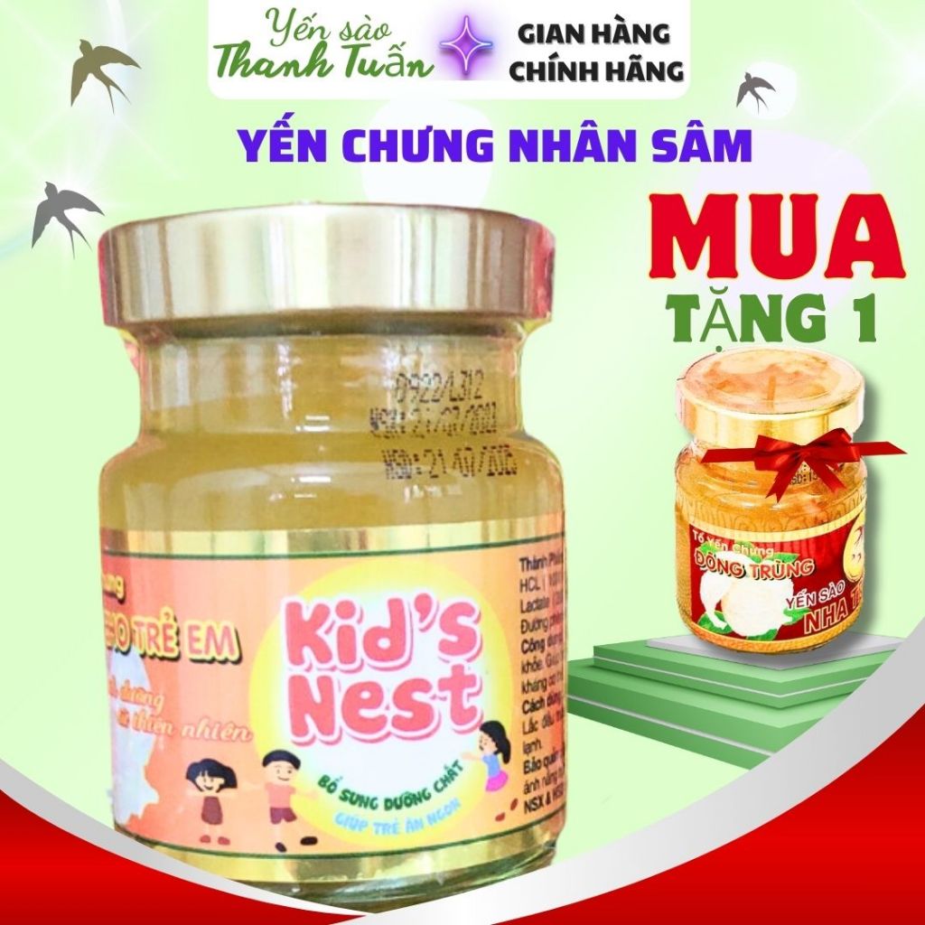 Yến chưng sẵn dành cho trẻ em, yến sào khánh hòa chứa 70% Yến hũ 70ml mua 10 tặng 1 hũ