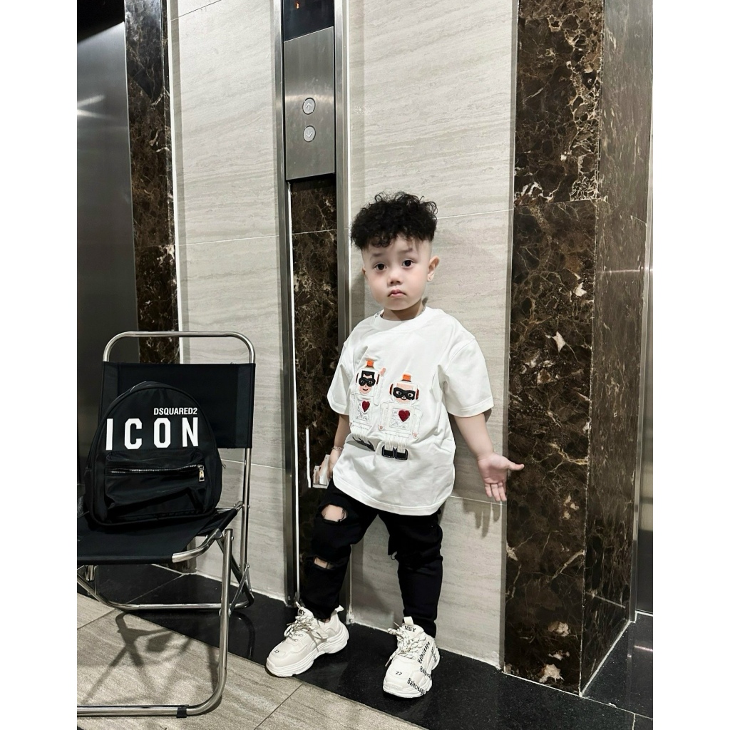 Áo thun dasque người máy cho bé và bố mẹ , áo phông gia đình trẻ em unisex , Kid_genz