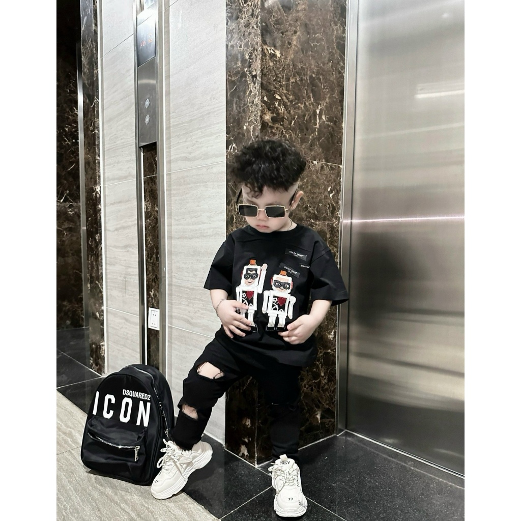 Áo thun dasque người máy cho bé và bố mẹ , áo phông gia đình trẻ em unisex , Kid_genz