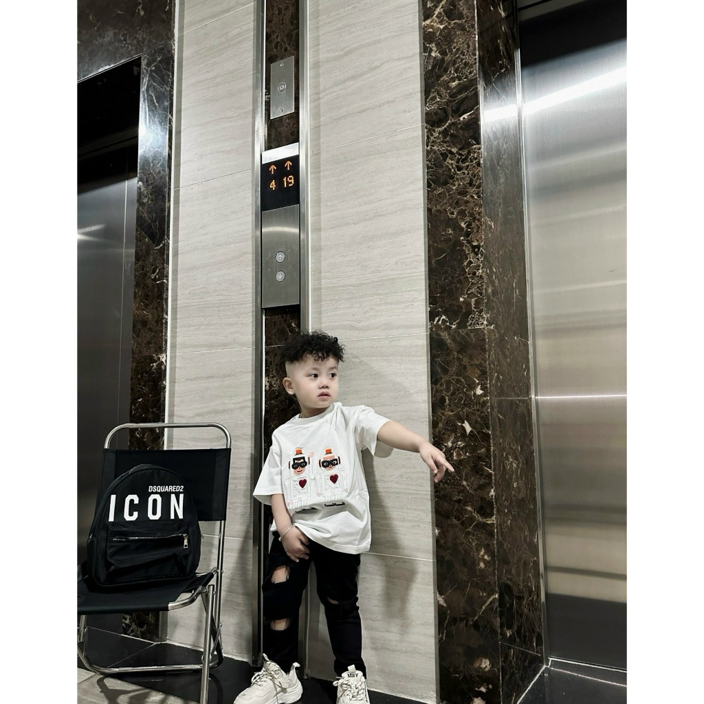 Áo thun dasque người máy cho bé và bố mẹ , áo phông gia đình trẻ em unisex , Kid_genz