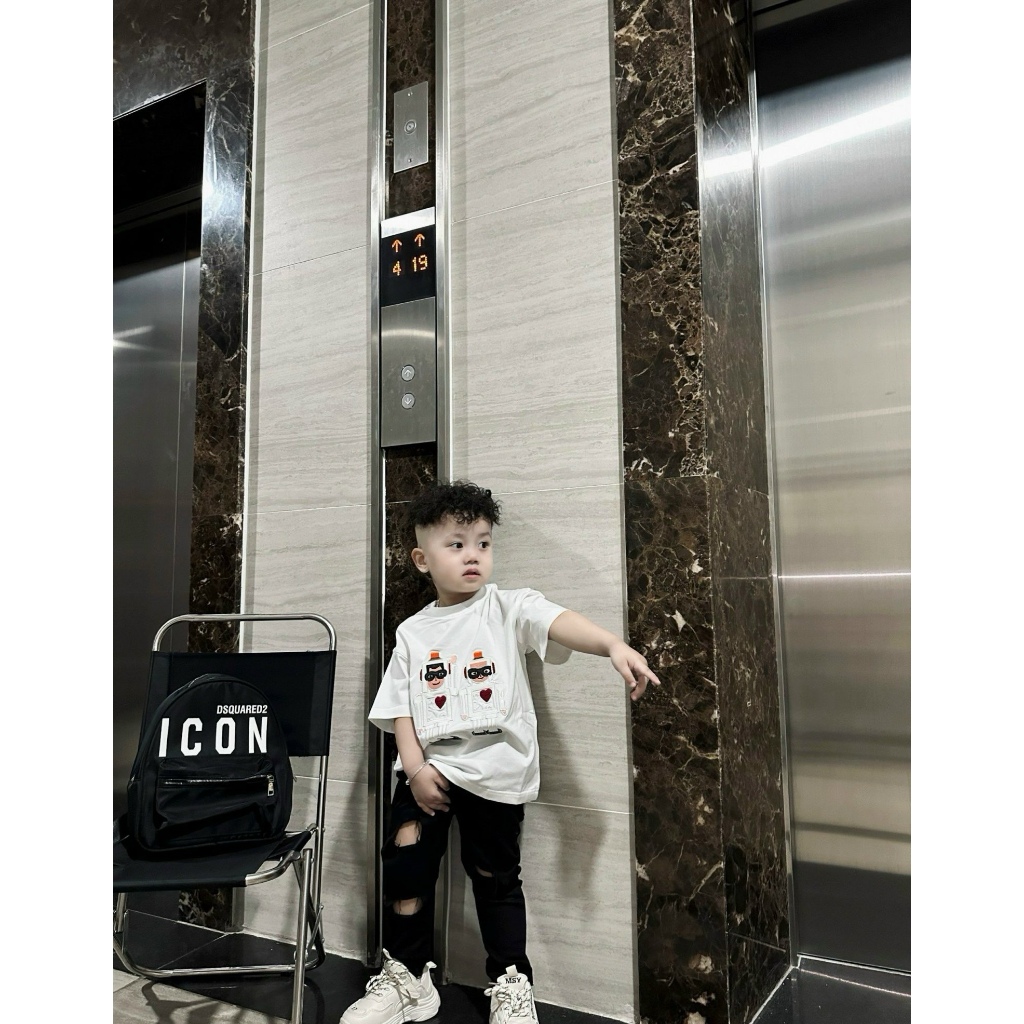 Áo thun dasque người máy cho bé và bố mẹ , áo phông gia đình trẻ em unisex , Kid_genz