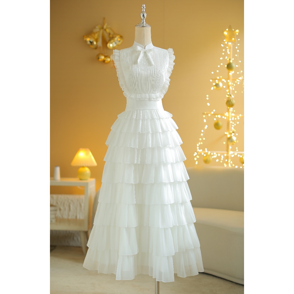 SÒ VINTAGE - AURA đầm maxi xếp li xòe nhiều tầng