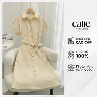 CALIE Váy nữ dáng bút chì tay lơ vê phối đai eo  VB010 Thời Trang Thiết Kế