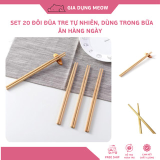 Set 20 đôi đũa tre tự nhiên làm thủ công dùng trong gia đình, quán ăn
