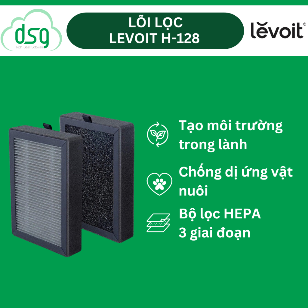 Lõi Lọc Diệt Khuẩn Cho Levoit H128-RF Gồm 2 Bộ Lọc Bộ Lọc Sơ Và Bộ Lọc HEPA- Hàng Chính Hãng