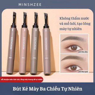 Bút kem kẻ lông mày cao cấp, kẻ mi mắt siêu nét 3 chiều tự nhiên minshzee tạo chân mày tự nhiên, chống thấm nước