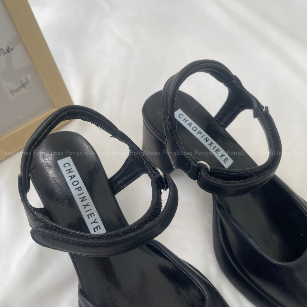 Giày Sandal gót cao bít mũi Pong Shoes- Full Box- Mã 1570