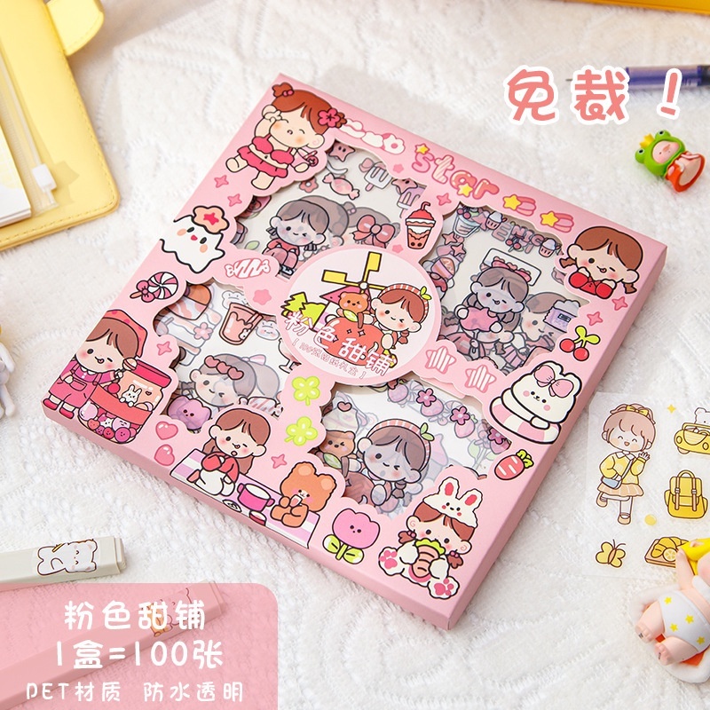 Hộp 100 sticker dán trang trí không trùng hình ảnh siêu dễ thương - Một Mí Store