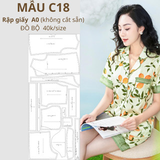 Rập giấy a0 đồ bộ pyjama mã c18