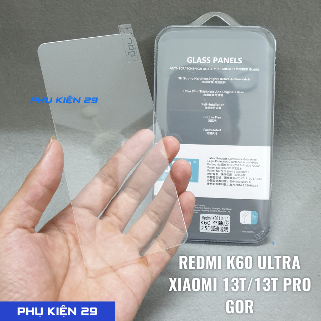 [Redmi K60/K60 Pro/ K60E / K60 Ultra] Dán kính cường lực GOR VUỐT SIÊU MƯỢT chống bám vân tay cao cấ