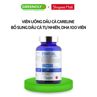 Viên Uống Dầu Cá CareLine Bổ Sung Dầu Cá Tự Nhiên, DHA, Cải Thiện Trí Nhớ, Sáng Mắt Fish Oil 1000mg 100 Viên