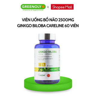 Viên Uống Bổ Não Careline Ginkgo Biloba 2500mg Tăng Cường Tuần Hoàn Não, Giảm Hoa Mắt Chóng Mặt, Đau Đầu