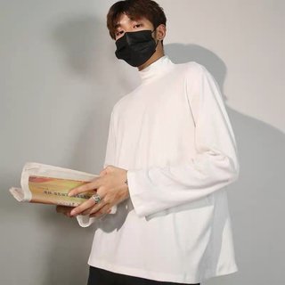 Áo thun nam tay dài trơn cổ bo cao basic