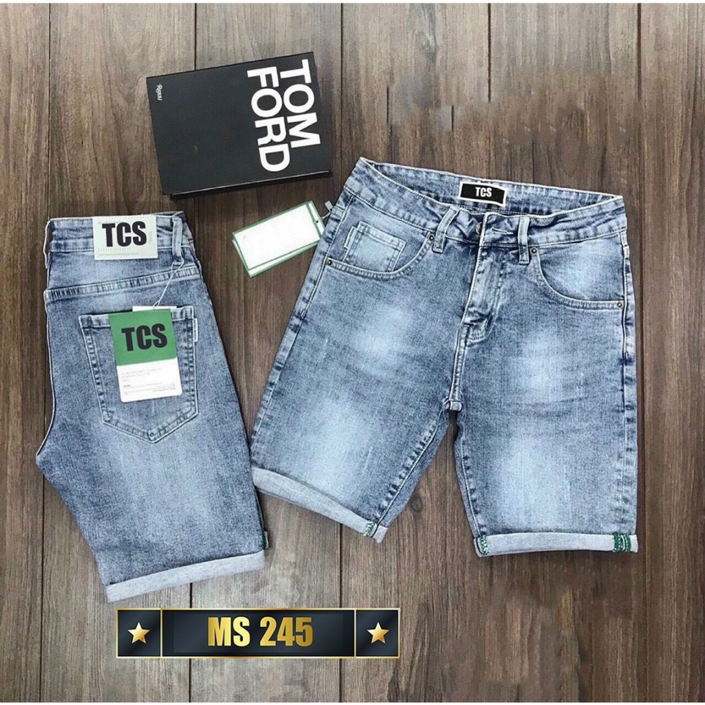 Quần short jean nam ngắn đen xám rách thêu logo ông địa đẹp mẫu mới hot,chất jean co giãn giá tốt KAYSTORE