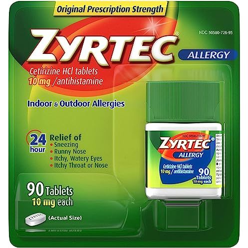 Zyrtec Antihistamine Allergy Cetirizine HCI 10mg - Viên uống dị ứng mũi 90 viên