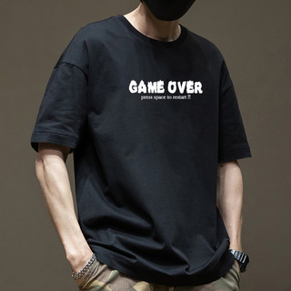 Áo thun tay lỡ form rộng gameover chữ cách điệu mẫu mặc nam nữ ab30