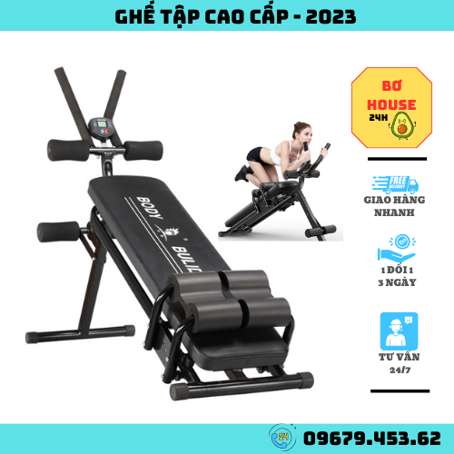Máy tập cơ bụng đa năng máy tập bụng eo, ghế tập Gym tập thể hình tại nhà gấp gọn tập bụng mẫu mới có đồng hồ hiển thị