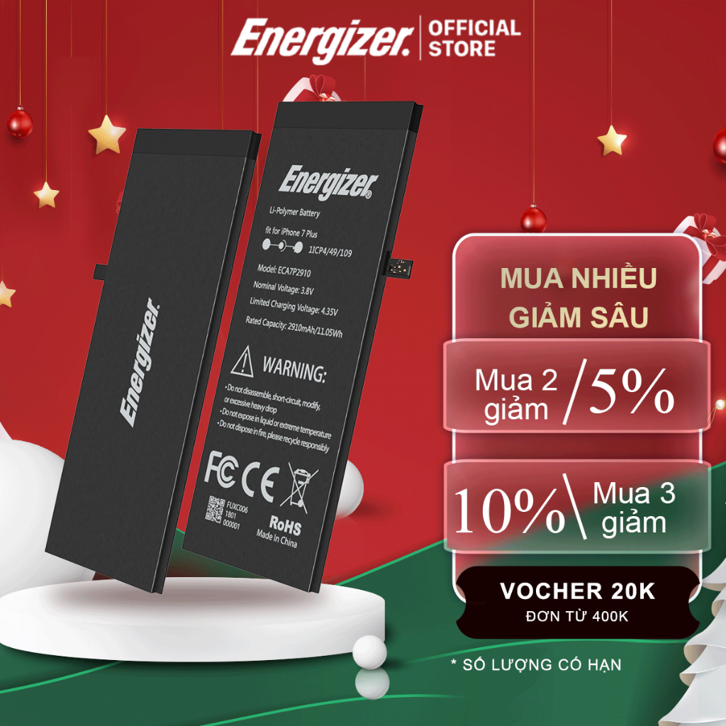 Pin Energizer 2915mAh cho ĐT táo 6 Plus-ECA6P2915P-Hàng,Bảo hành 12 tháng 1 đổi 1