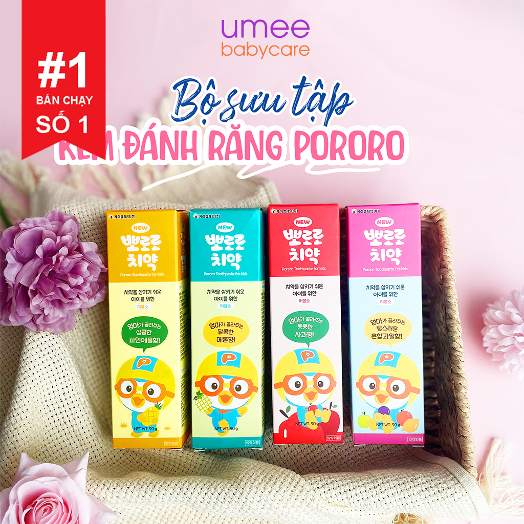 Kem đánh răng nuốt được Pororo cho bé từ 3 tuổi 28g 80g 90g