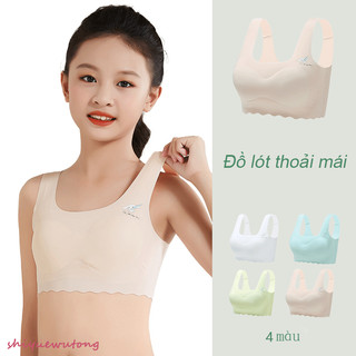 Áo lót học sinh dễ thở cho bé gái mới lớn dậy thì chui đầu không đường may màu trắng