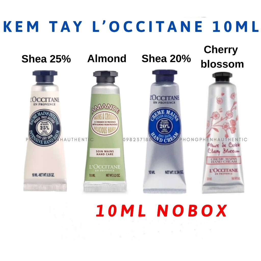 Minisize - KEM DƯỠNG DA TAY L'OCCITANE TUÝP 10ML CÁC MÙI NO BOX