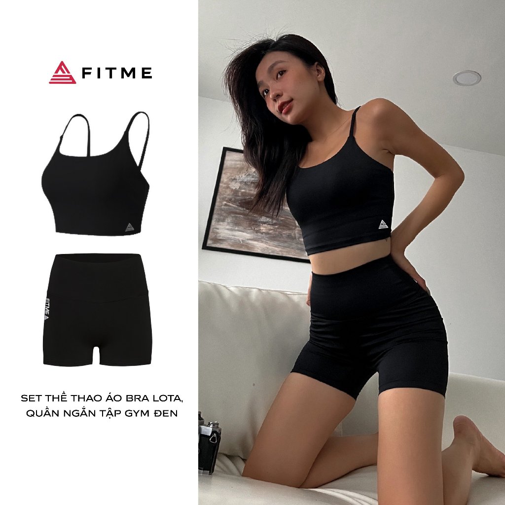 Bộ thể thao nữ Fitme áo bra tập gym Lota, quần legging đùi co giãn 4 chiều năng động thấm hút tốt