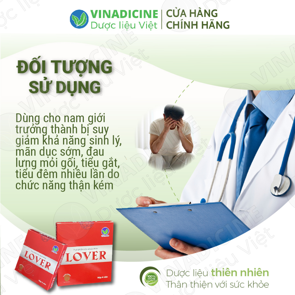 Bổ Thận, Tráng Dương, Tăng Cường Sinh Lực LOVER VIETMEC Dạng Viên 1 Hộp*4 Viên