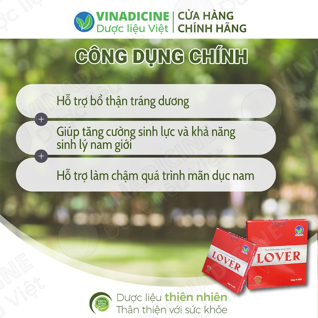 Bổ Thận, Tráng Dương, Tăng Cường Sinh Lực LOVER VIETMEC Dạng Viên 1 Hộp*4 Viên