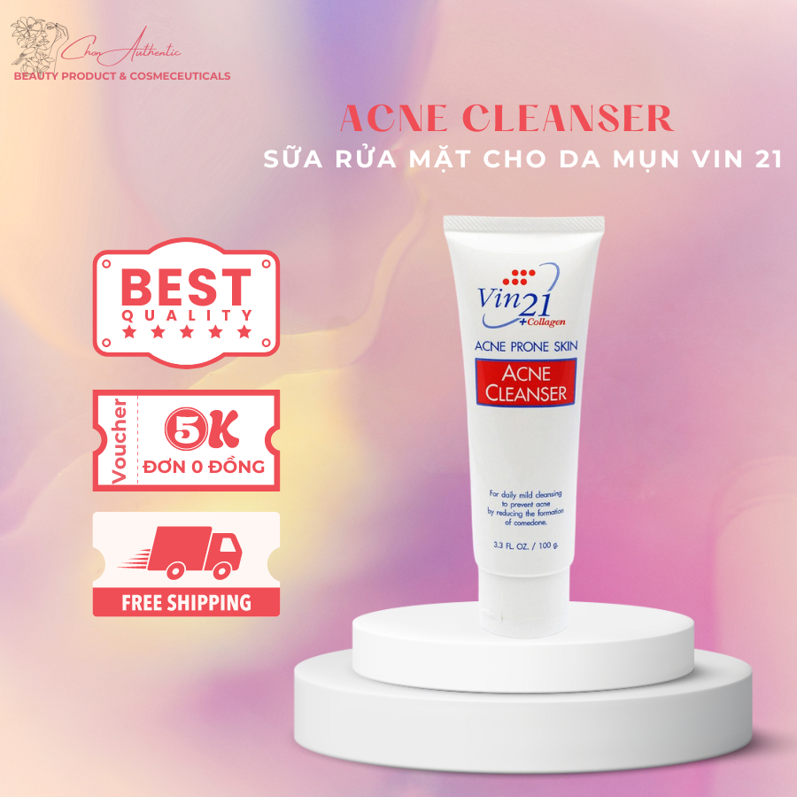 Sữa rửa mặt VIN 21 ACNE CLEANSER Giảm Mụn Giảm Thâm
