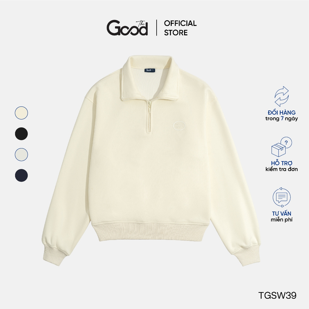 Áo Sweater THE GOOD Half-Zip Sweatshirt, Áo Nỉ Sweater Basic Nhiều Màu