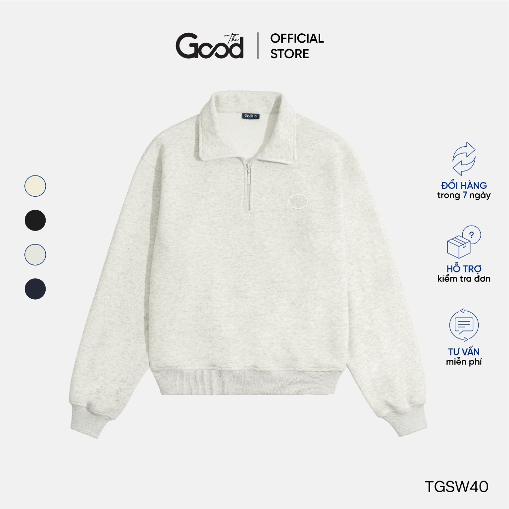 Áo Sweater THE GOOD Half-Zip Sweatshirt, Áo Nỉ Sweater Basic Nhiều Màu