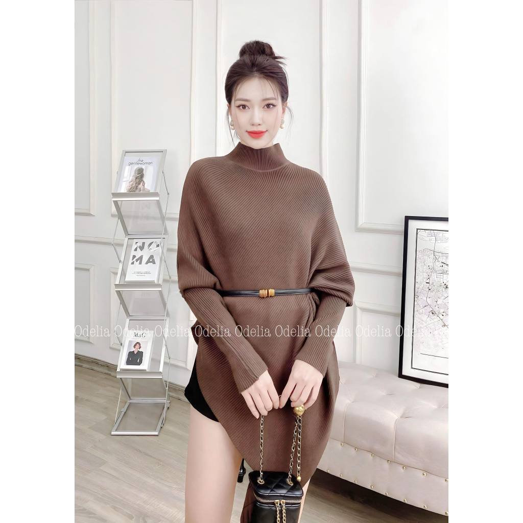 Áo len dáng rộng Odelia, vạt chéo kèm đai - A7331