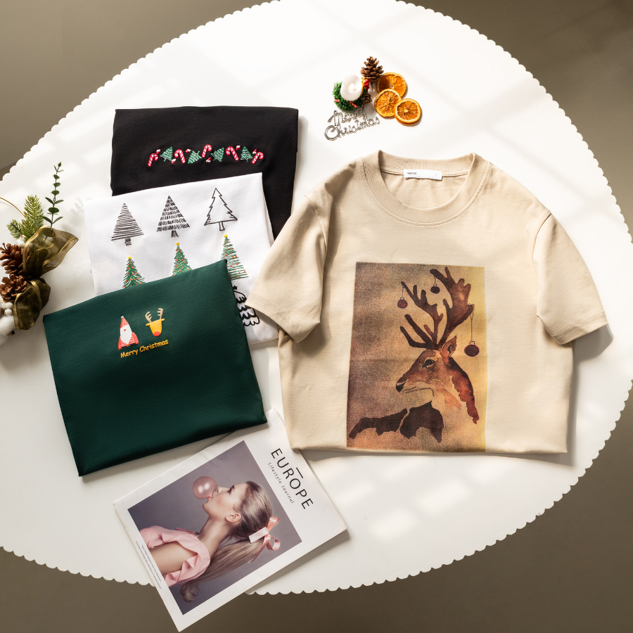 Áo Thun cổ tròn X-Mas The Series Hafos,phiên bản Giáng Sinh Giới Hạn - chất vải Cotton, thoáng mát, phom Mens